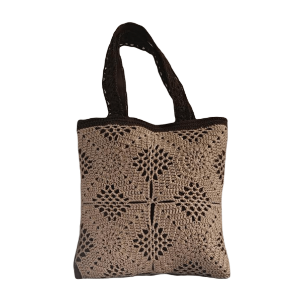 Elegant Brown Crochet Tote Bag