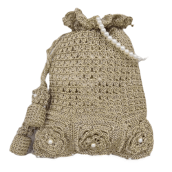 Golden Pearl-Embellished Crochet Batwa - Image 2