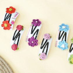 Blue Crochet Flower Hair Clips - Image 3