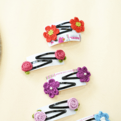 Blue Crochet Flower Hair Clips - Image 4