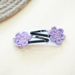 Lavender Crochet Flower Hair Clips - Image 2