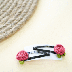 Pink Crochet Rose Hair Clips - Image 2
