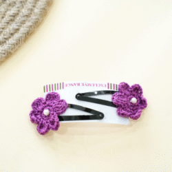 Purple Crochet Flower Hair Clips - Image 2