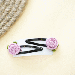 Lavender Crochet Rose Hair Clips