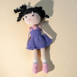 Crochet Doll in Purple Dress - Image 2