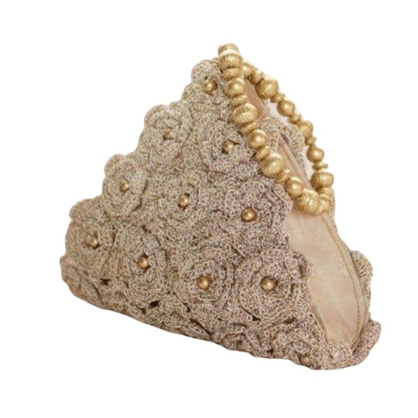 Golden Pearl Embellished Crochet Batwa