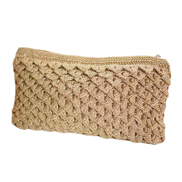 Gold Textured Crochet Clutch