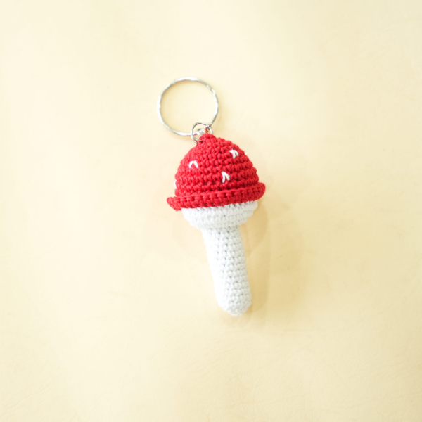 Crochet Mushroom Keychain