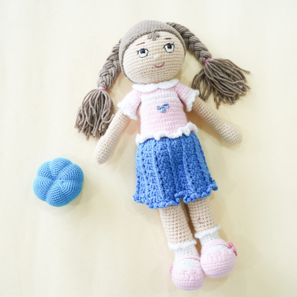 Crochet Blue Skirt Doll
