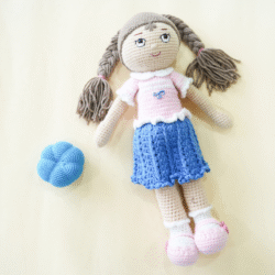 Crochet Blue Skirt Doll - Image 3
