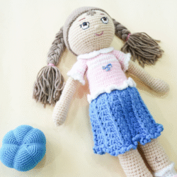 Crochet Blue Skirt Doll - Image 2