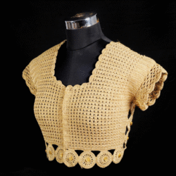 Golden Radiance Crochet Blouse