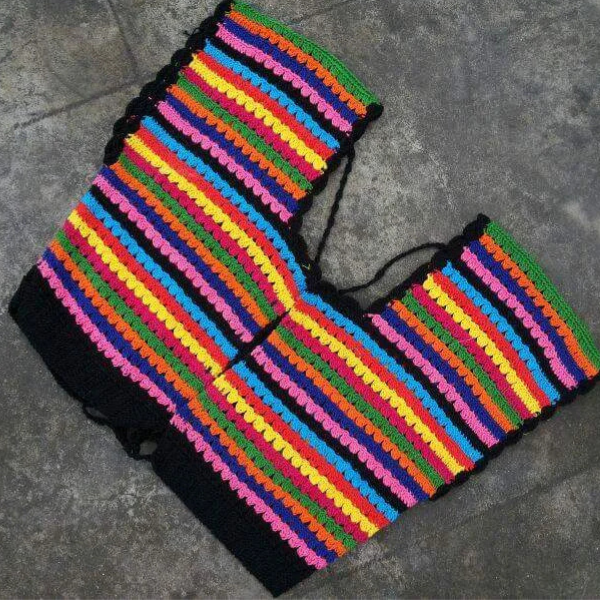 Rainbow Stripe Crochet Blouse