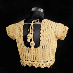 Golden Mosaic Crochet Blouse - Image 2