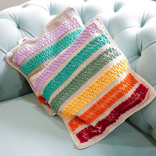 Crochet Rainbow Cushion Cover