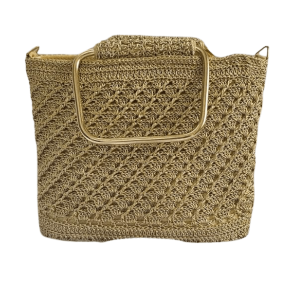 Golden Luxe Crochet Handbag