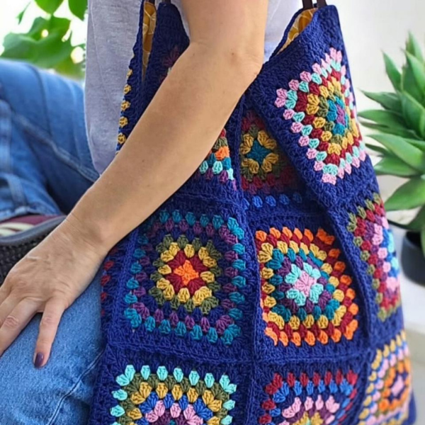 Vibrant Multicolor Crochet Tote Bag
