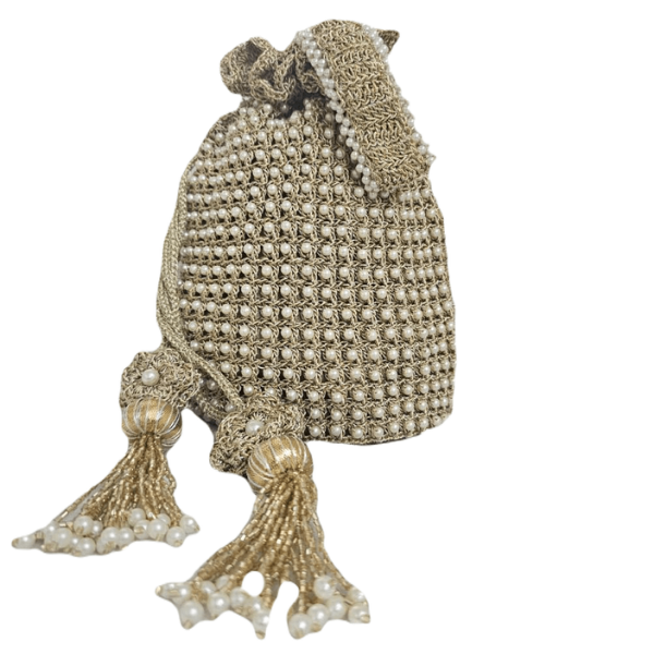 Pearl Studded Golden Crochet Batwa