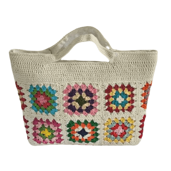 Multicolor Patchwork Crochet Tote Bag