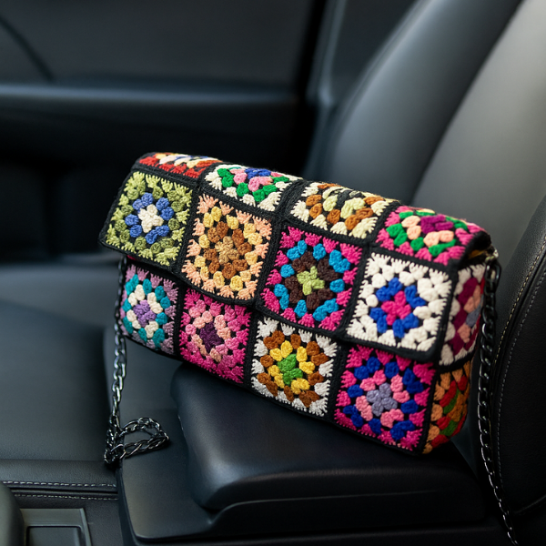 Colorful Patchwork Crochet Clutch