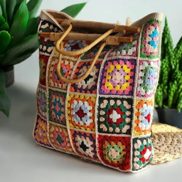 Colorful Patchwork Tote Bag