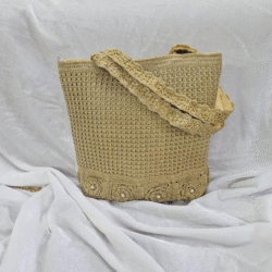 Golden Bloom Crochet Handbag - Image 2