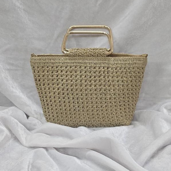 Minimalist Gold Crochet Handbag