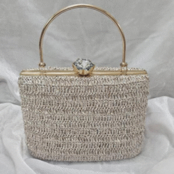 Silver Crochet Handbag with Crystal Clasp - Image 2