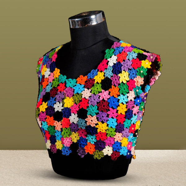 Rainbow Bloom Crochet Blouse