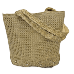 Golden Bloom Crochet Handbag - Image 3