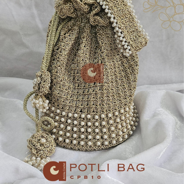 Golden Crochet Batwa with Pearl Detailing