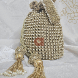 Pearl Studded Golden Crochet Batwa
