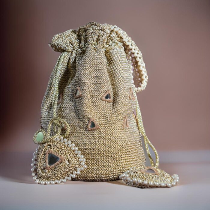 Golden Triangle Embellished Crochet Batwa