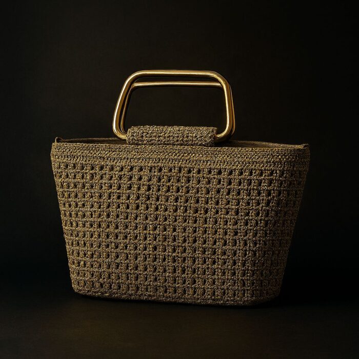 Minimalist Gold Crochet Handbag