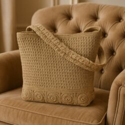 Golden Bloom Crochet Handbag