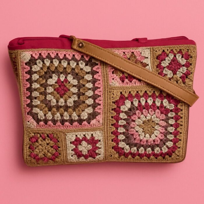Vibrant Patchwork Crochet Shoulder Bag