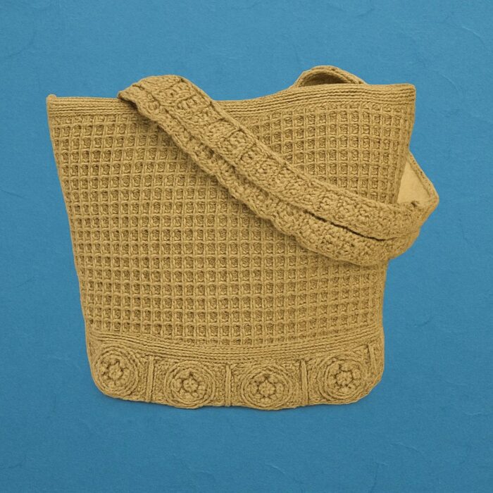 Golden Floral Crochet Shoulder Bag