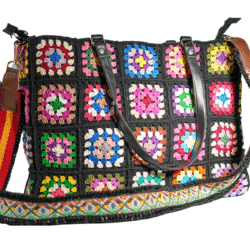 Crochet Multicolor Floral Black - Laptop Bag - Image 2