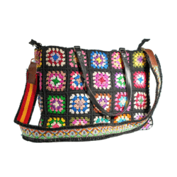 Crochet Multicolor Floral Black - Laptop Bag - Image 3