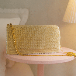 Golden Luxe Crochet Clutch