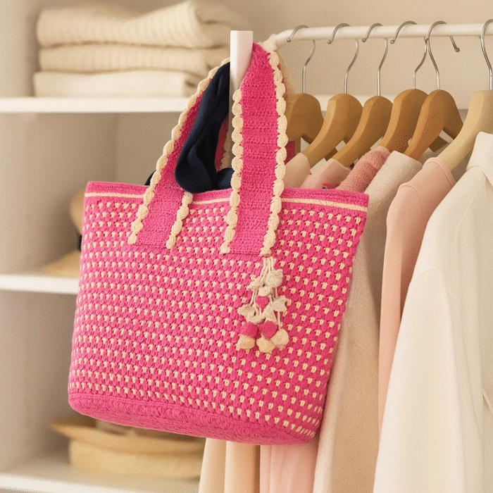 Berry Pop Crochet Shoulder Bag