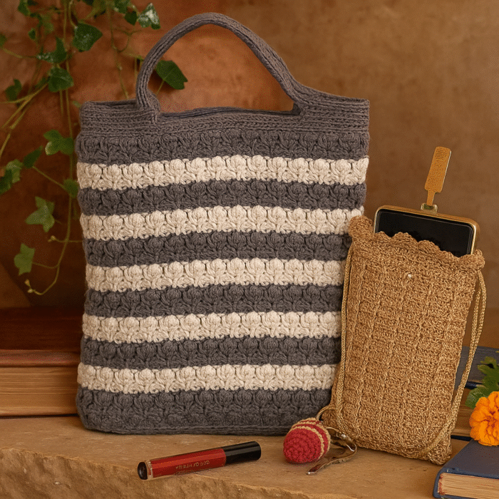 Coastal Stripes Crochet Handbag