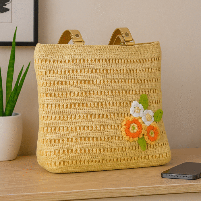Sunshine Bloom Crochet Shoulder Bag