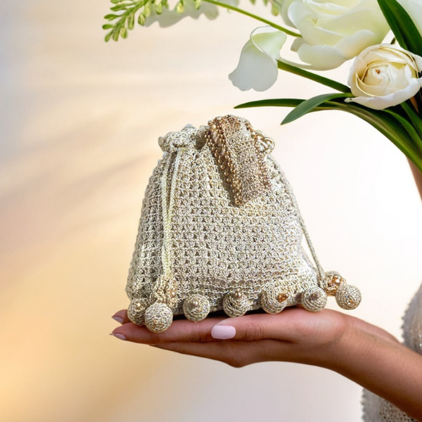 Golden Grace Crochet Potli