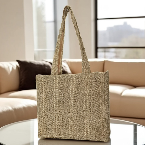 Golden Chevron Crochet Shoulder Bag