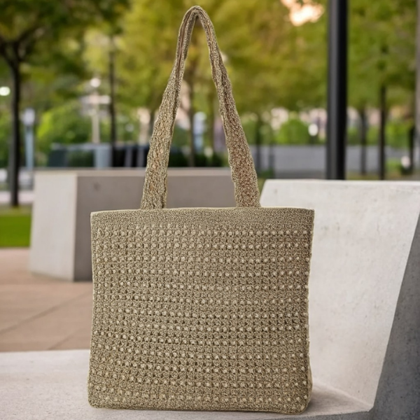 Woven Charm Crochet Shoulder Bag