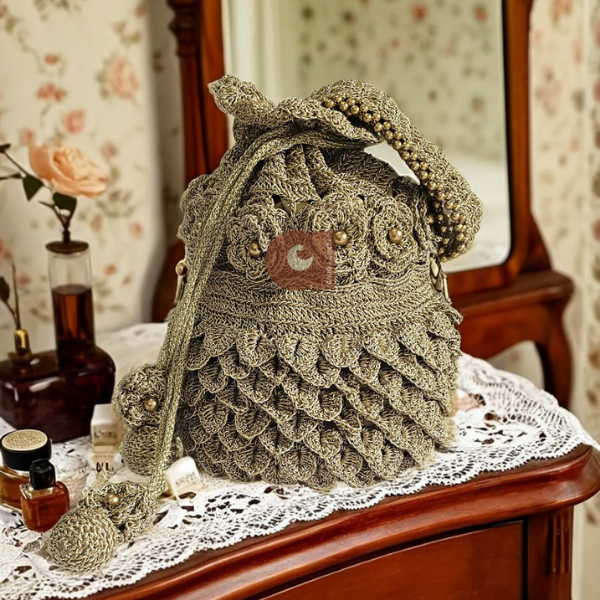 Antique Bloom Crochet Potli