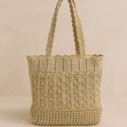 Golden Blossom Crochet Handbag