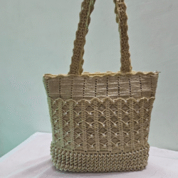 Golden Blossom Crochet Handbag - Image 2