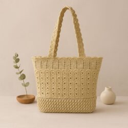 Golden Blossom Crochet Handbag - Image 3